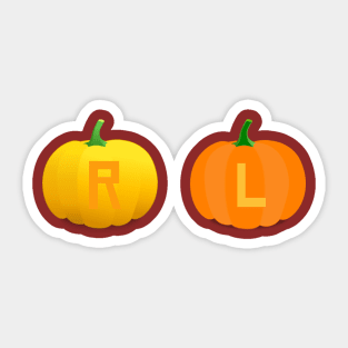 Left and Right Pumpkin X-Ray Markers Maroon Background Sticker